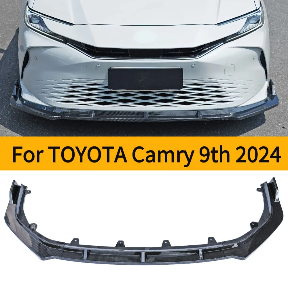 3PCS FOR TOYOTA Camry 9th 2024  ABS Gloss Black or Carbon Look Front Bumper Lip Splitter Spoiler Refit Accessories