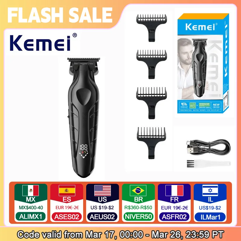 Kemei KM-2269 Upgraded Professional Electric Hair Trimmers Rechargeable Hair Cutter Clippers For Barber Shop image 5