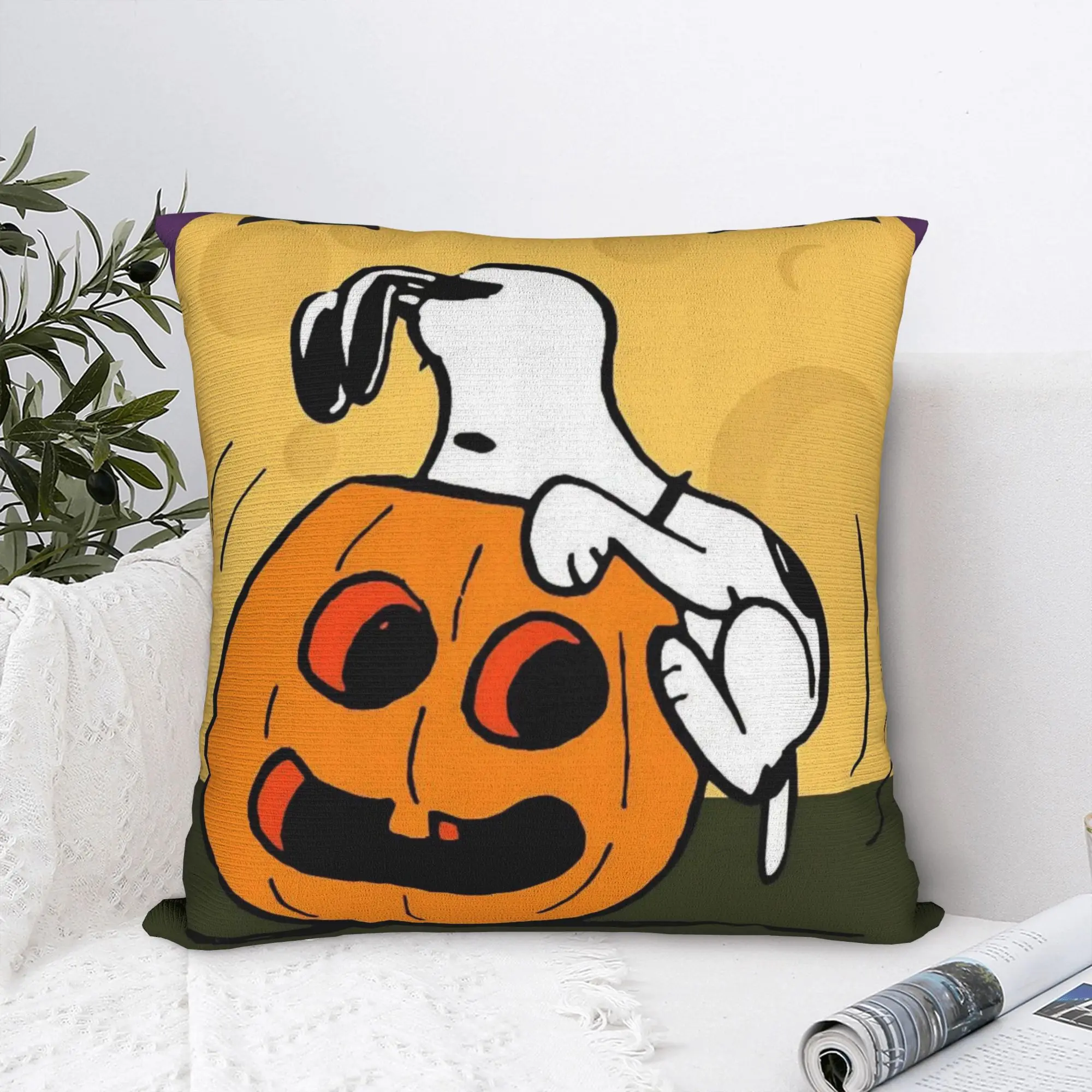 Halloween Snoopys Pillowcase Polyester Cushion Cover Gift Pumpkin Bat Throw Pillow Case Cover Home Square 18'