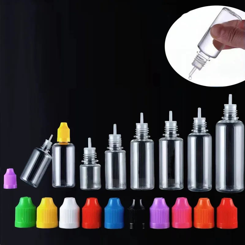 10 Stuks Lege 3Ml-120Ml Knijpbare Pet E Vloeibare Druppelflesjes Oog Vloeibare Druppelbakjes W/Kleur Crc Doppen Met Gratis Trechters