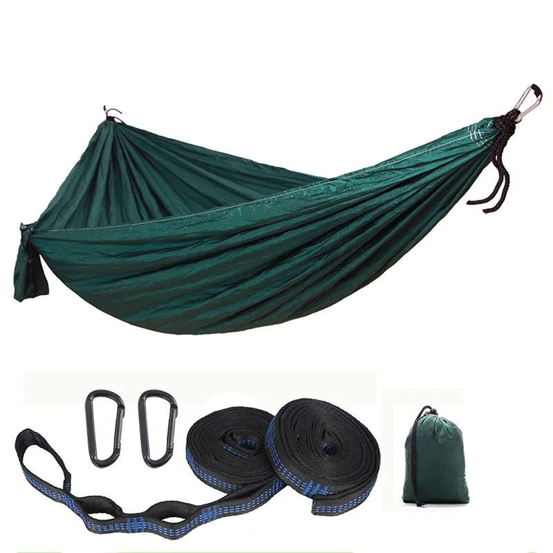 

Parachute Nylon Hammock - Lightweight & Durable for Camping, Hiking & Indoor Use Single/Double Size -Easy Setup & Compact Carry