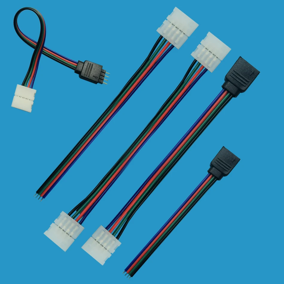 5pcs 5050 RGB 4 Pin LED Strip Light Connectors Strip To Power Adaptor 4 Conductor 10mm Wide Connector For 5050 RGB LED Strips