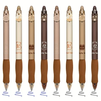 Penne cancellabili con orsetto carino da 4 pezzi, penne Kawaii, penne cancellabili con inchiostro nero/blu da 0,5 mm, forniture di cancelleria per ufficio scolastico per studenti