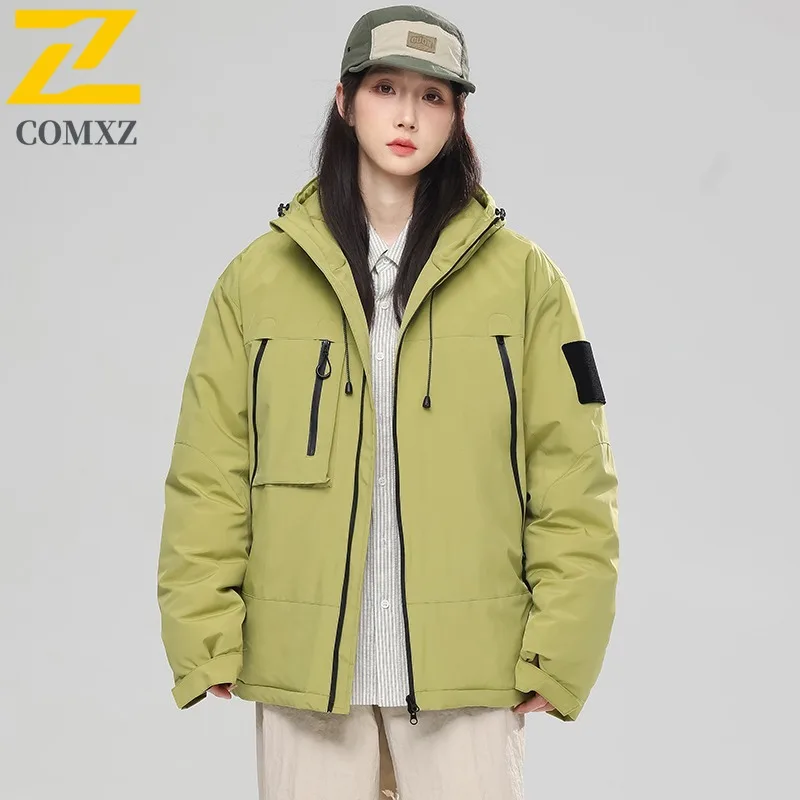 COMXZ New Couple Cotton Coat Hooded Outdoor Mountaineering Lightweight Warm Parka Fishing Triple Proof Autumn Winter Garment