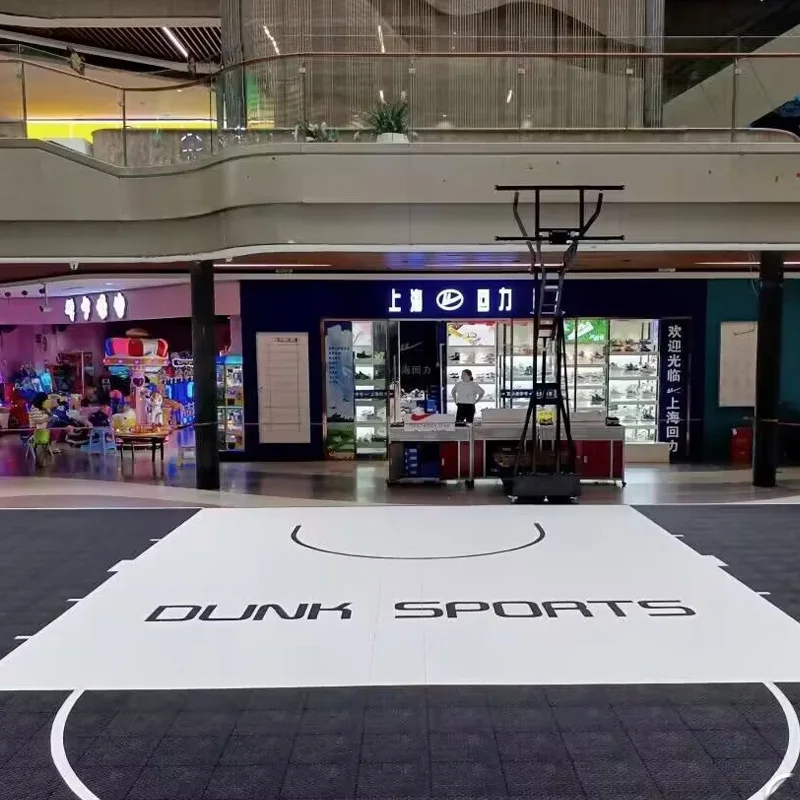 Beable Customized Colors Modular Basketball Court Interlocking Multipurpose Sports Floor Tiles With White Lines And Logo