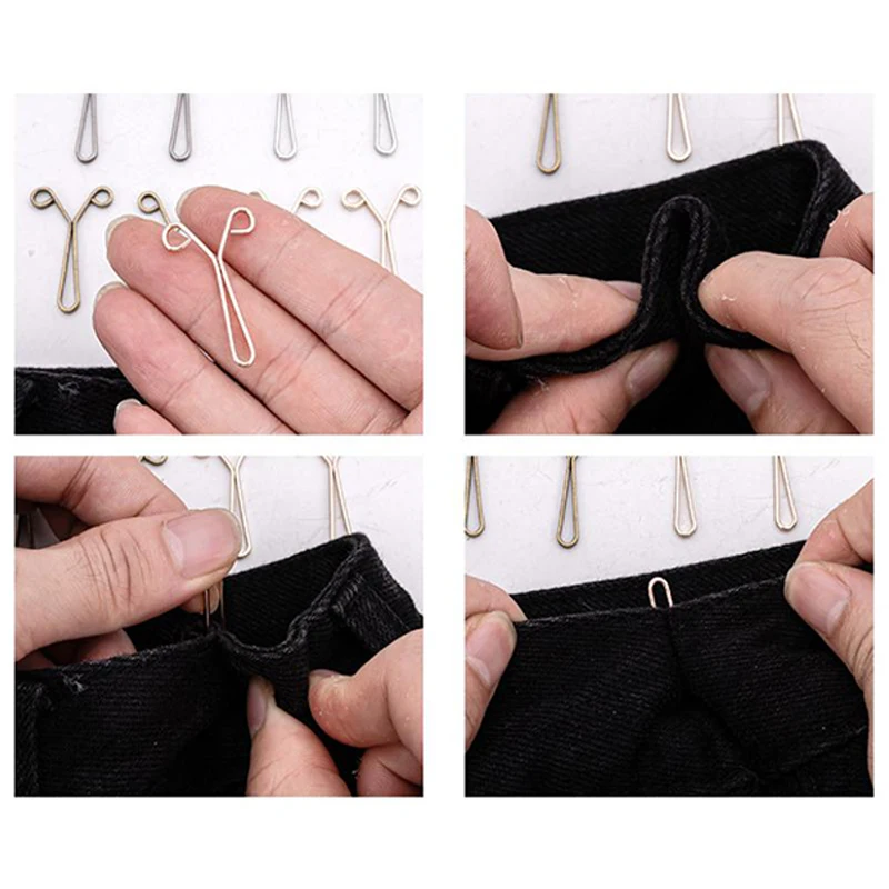 10pcs Tighten Waist Buckle U-shaped Adjustable Snap Button Jeans Buttons No Trace Detachable Pants Clips Clothing Accessories