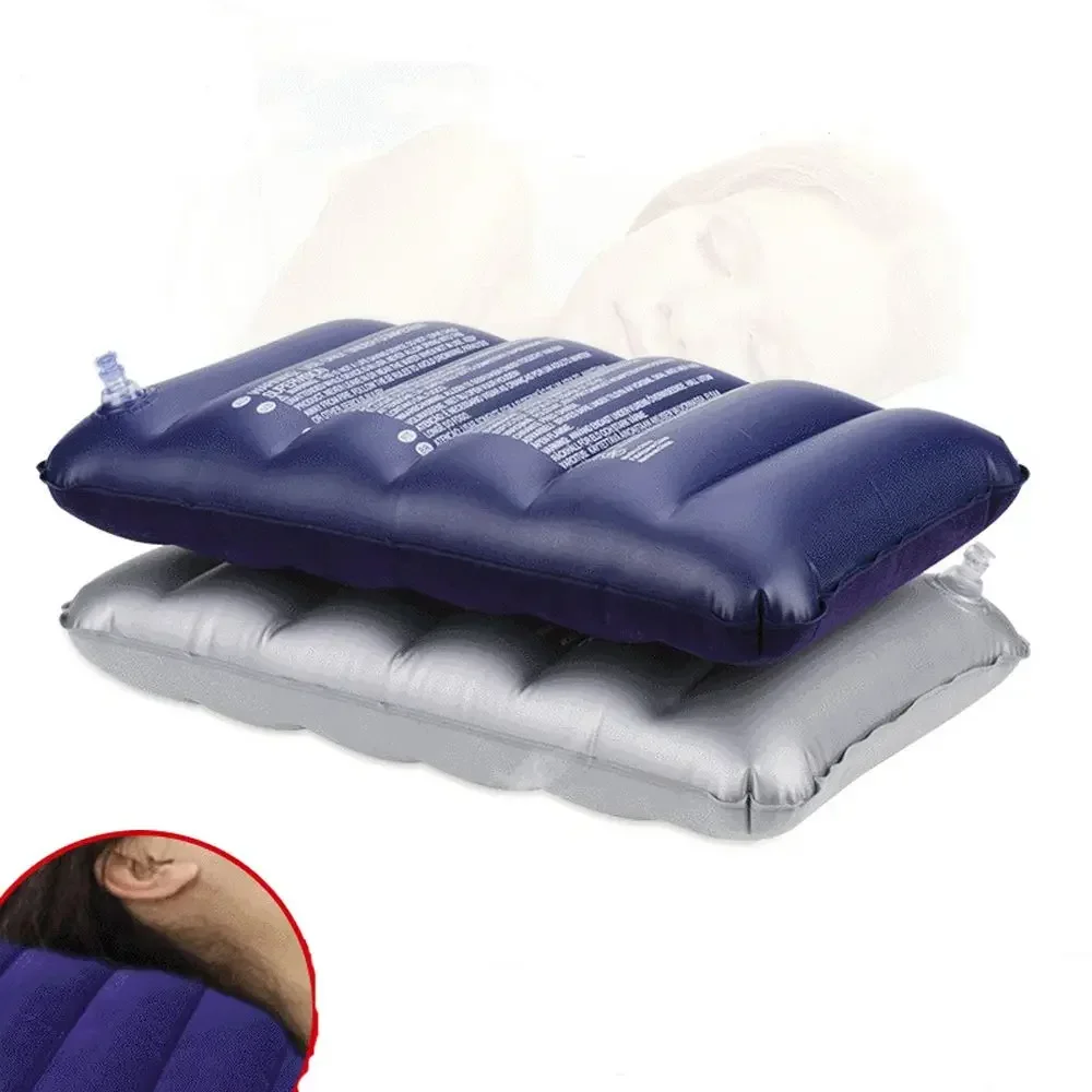 1 Pc Flocking Inflatable Pillow Nap Portable Air Cushion Pillows Folding Square Inflatable Pillows Business Office Travel Pillow