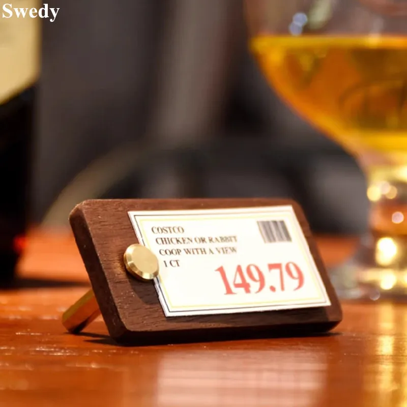 5 Pieces 60x30mm Mini Wood Price Label Card Tags Small Table Number Name Place Sign Holder Display Stand