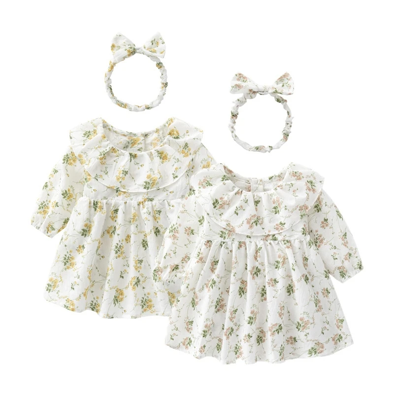 

Floral Print Baby Dress Long Sleeve Spring Summer Princess Infant Girls Dresses Birthday Party Clothes