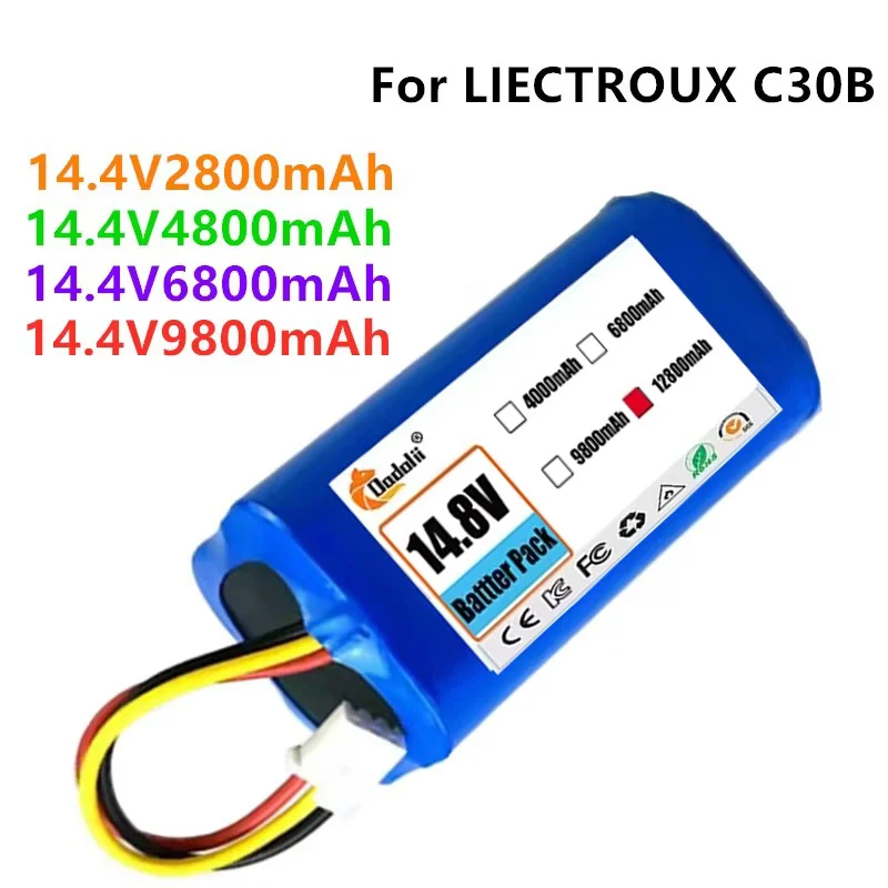 14.4V 12800mAh 18650 li-ion battery For LIECTROUX C30B XR500 E30 For PROSCENIC 800T 830P 820P 820T 820S Robot Vacuum Cleaner