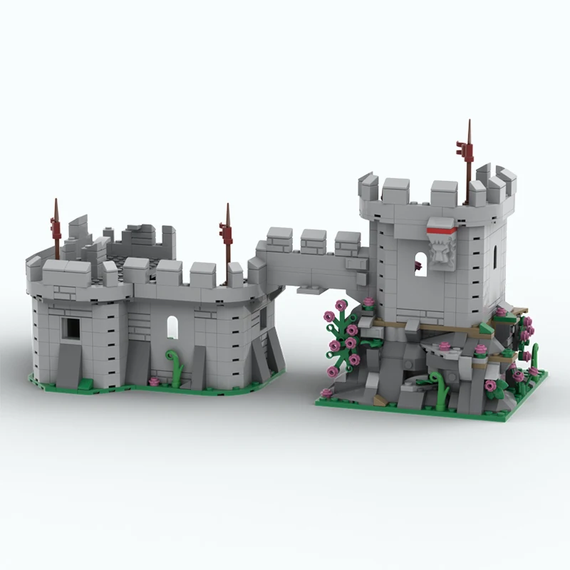 스팟 MOC-42274 중세 성 작은 입자 조립 빌딩 블록 방어 타워 모델 장난감 컬렉션 장식품