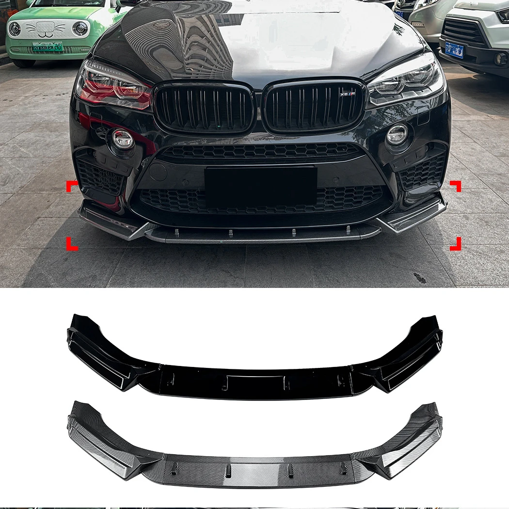 For BMW X5M F85 X6M F86 2015-2018 Front Lip Spoiler Bumper Shovel Lower Lip Splitter Modification Car Body Kit Glossy Black