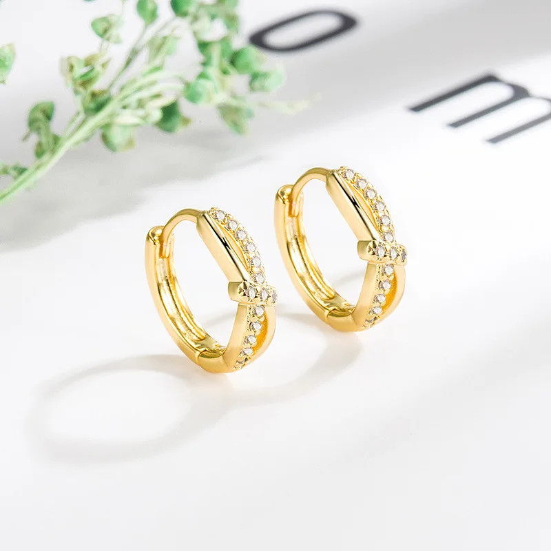 Geometric Small Hoop Earrings For Women Shiny Crystal Tiny Huggies Female Trendy Earring Piercing Accessories Jewelry Best Gift