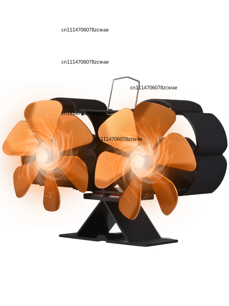 for Dual Head 6 Blade Heat Powered Stove Fan with Carrying Handle and Overheating Protection Portable Heat Fan