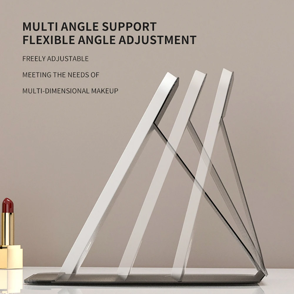 Espejo de maquillaje LED regulable de 3 colores con pantalla táctil, espejo de maquillaje cosmético plegable, mesa recargable para viajes y uso doméstico