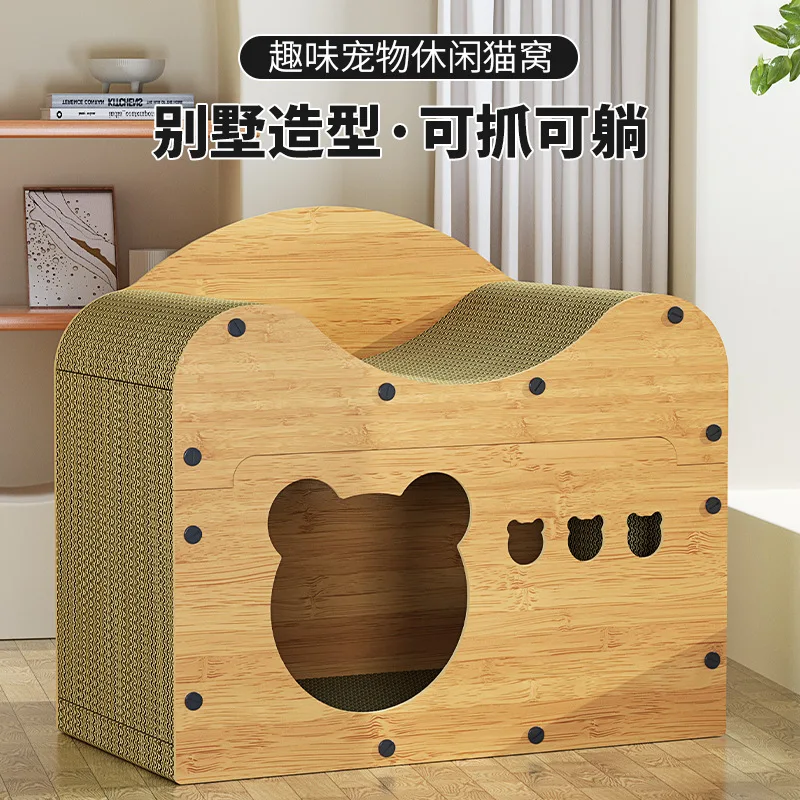 

Corrugated cat scratching board is wear-resistant and cannot drop debris. Cat toys, pet supplies, cat nest scratching