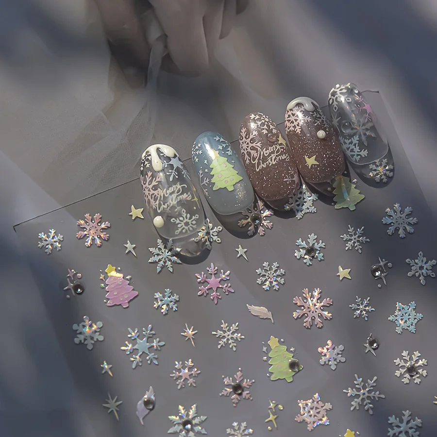 5D crystal diamond nail art stickers high quality Christmas series nail stickers Christmas snowflake nail art decoration sticker