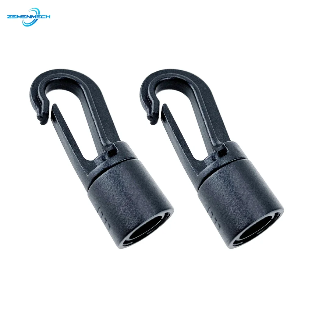 Plastic Snap Hook Buckle, Bungee Shock Tie Cord, Ends Lock para acampamento ao ar livre, Corda Elástica Varal, Acessórios Marinhos, 2Pcs