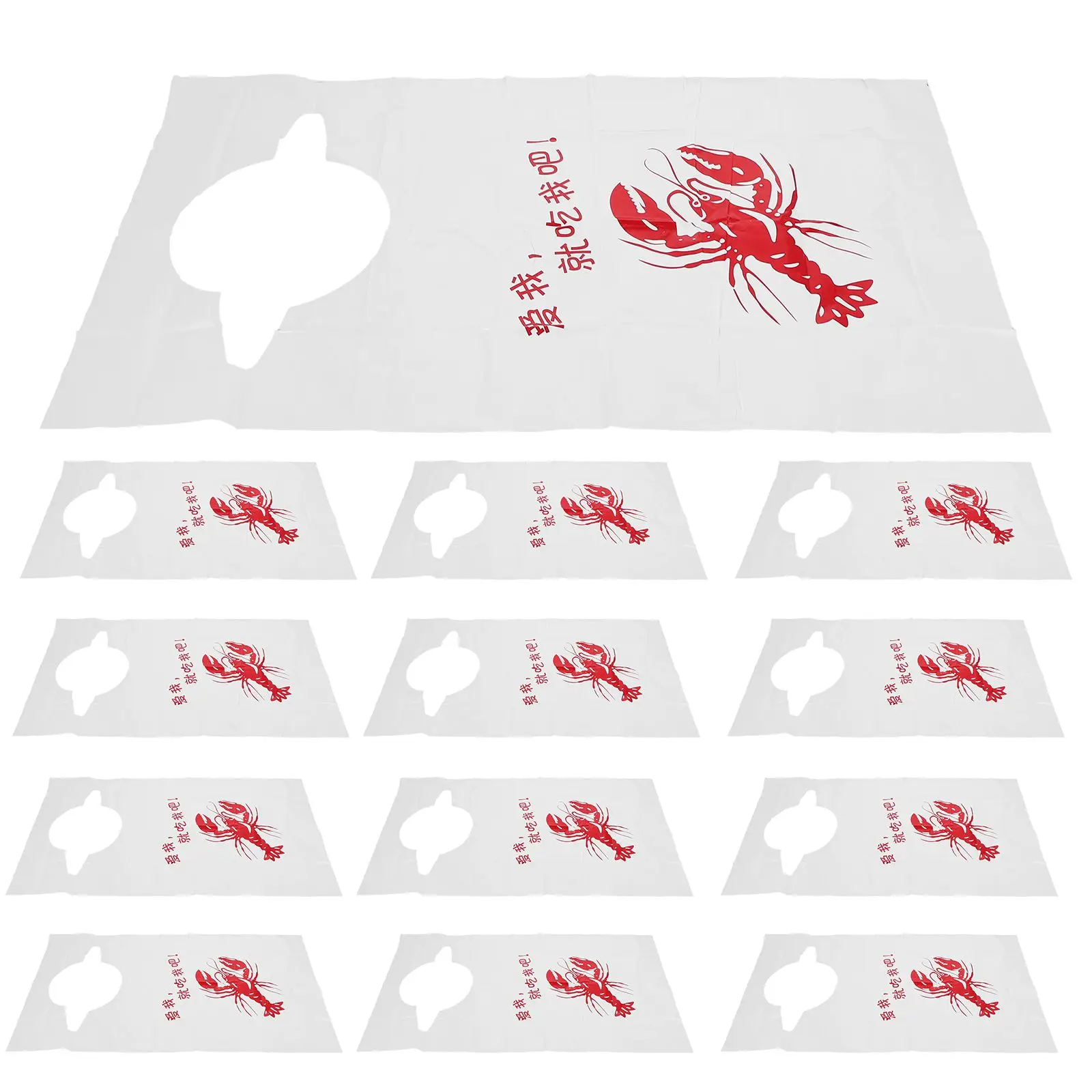 

100Pcs Disposable Lobster Bibs Waterproof Aprons Seafood Eating Fun Pattern High Durability Good Texture Food Spilling