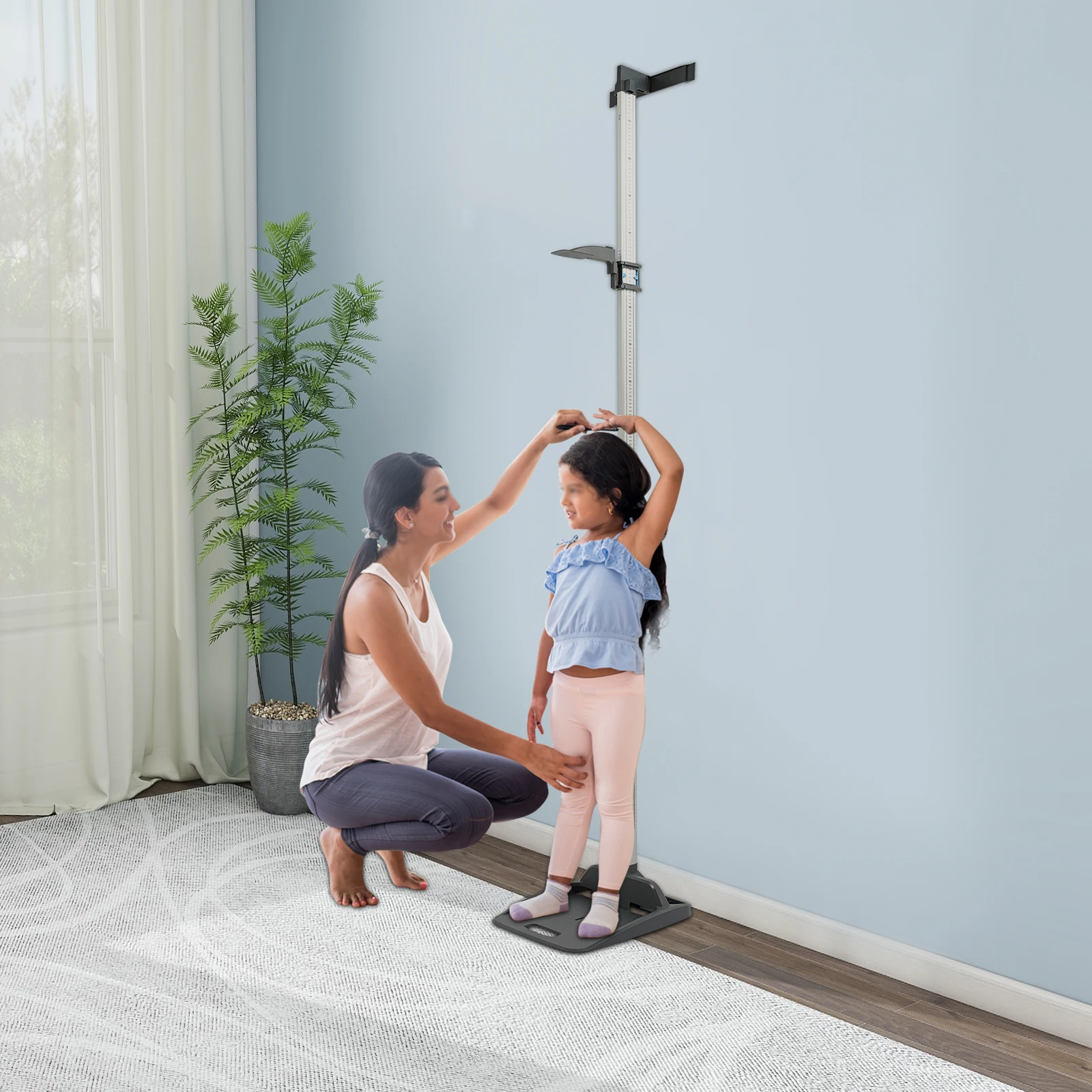 알루미늄 합금 휴대용 신장 측정기, 미세 조정 노브가 있는 20-217cm 신장 측정 도구, 어린이/성인 가정/체육관에 이상적