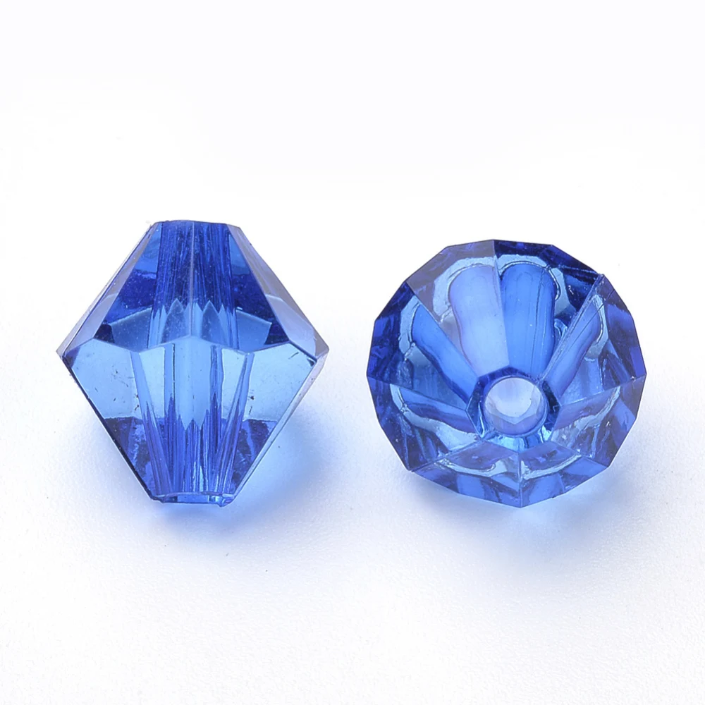 

500g Transparent Acrylic Beads Bicone Blue 6x5.5mm Hole: 2mm about 6120pcs/500g