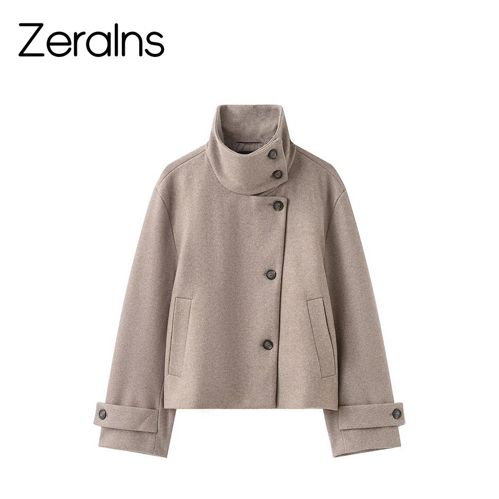 

ZERAINS новая зимняя женская модная ветрозащитная короткая ветровка с воротником-стойкой и длинными рукавами, куртка