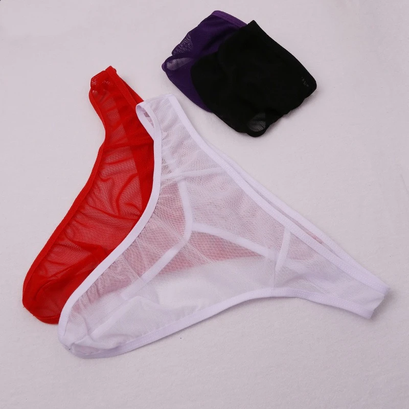 Men\'s Sexy See-Through Thong And G Strings Mesh JJ Underwear High Elastic Triangle T-back T Pants underpants Lingerie Panties