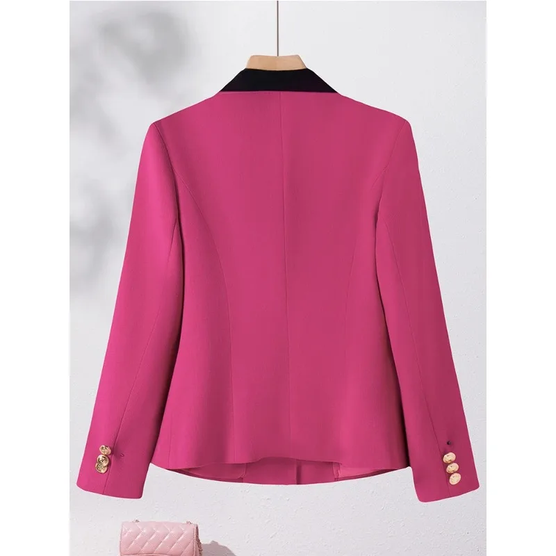 Hot Pink Women Suit Blazer Office Ladies Jacket Apricot Khaki Female Long Sleeve Single Breasted Casual Spring Coat