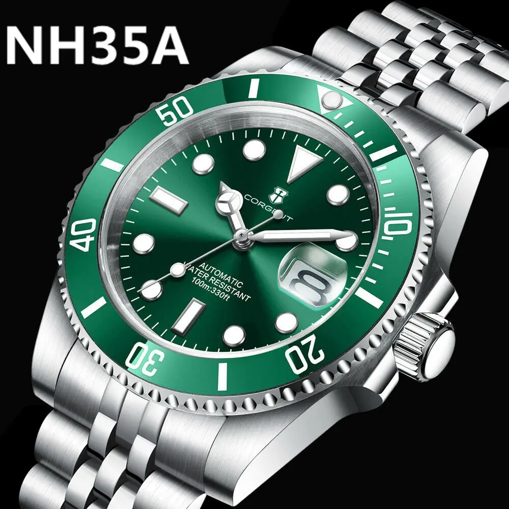 

Luxury Corgeut 40MM Diver Men Watch NH35 Automatic WristWatches 10Bar Luminous Sapphire Ceramic bezel dress Watches Men Reloj