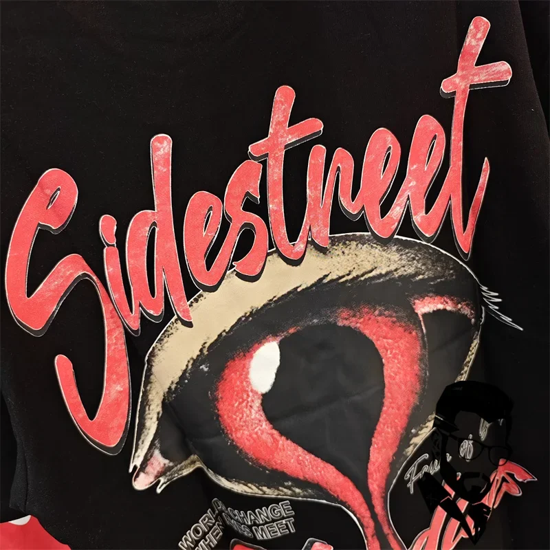 tearful eye print T-shirt for men and women loose fitting casual tops tee