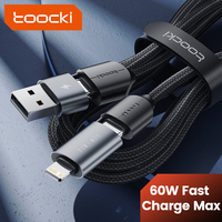 Toocki PD 60W 4-In-1 USB Type C Cable Fast Charging For iPhone 14 13 12 11 Pro Max X XR Xiaomi Huawei Samsung 3A Phone Data Cord