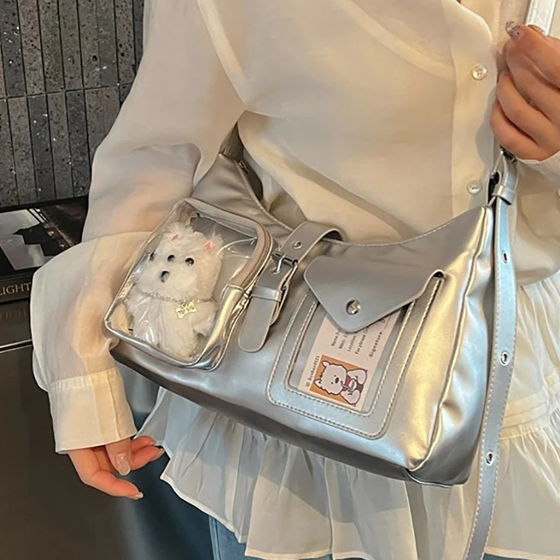 Japanese Transparent Ita Bag With Clear Window Y2k Multi-pocket Crossbody Purse For Doll Display Casual Underarm Shoulder Bag view 4