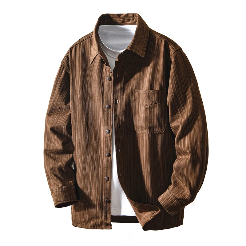 

2026, весенне-осенние новые винтажные полосатые свободные и удобные хлопковые рубашки для мужчин, уличная одежда, мужские топы