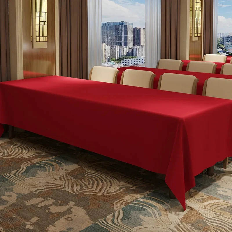 VIKAMA Plain Red Smooth Fabric Table Cloth Stain Resistant Long Table Cover Restaurant Birthday Party Home Decoration