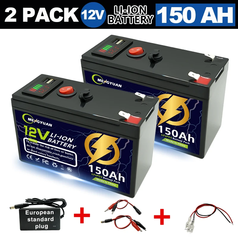 Upgrade 12V 150Ah LiFePO4 Rechargeable Lithium Battery🟡4000+ Cycles, for Small UPS, Solar Power,Fish Finder,Power Wheels