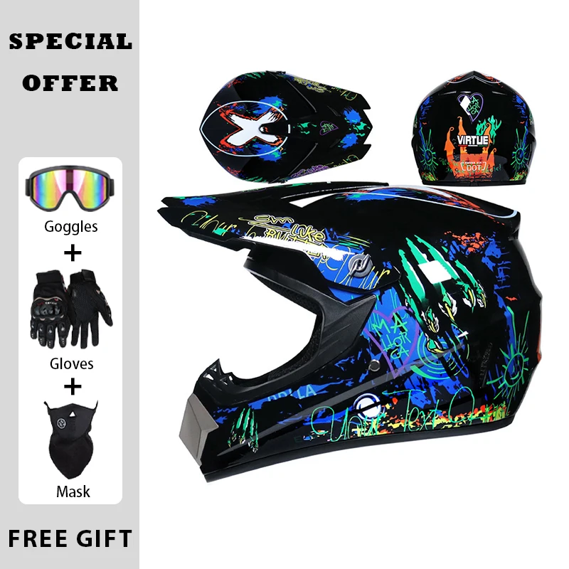 

Off Road Motorcycle Helmets Dirt Bike Motocross Racing Helmet Downhill Mountain Off-road Helmet Suitable for Four Seasons DOT