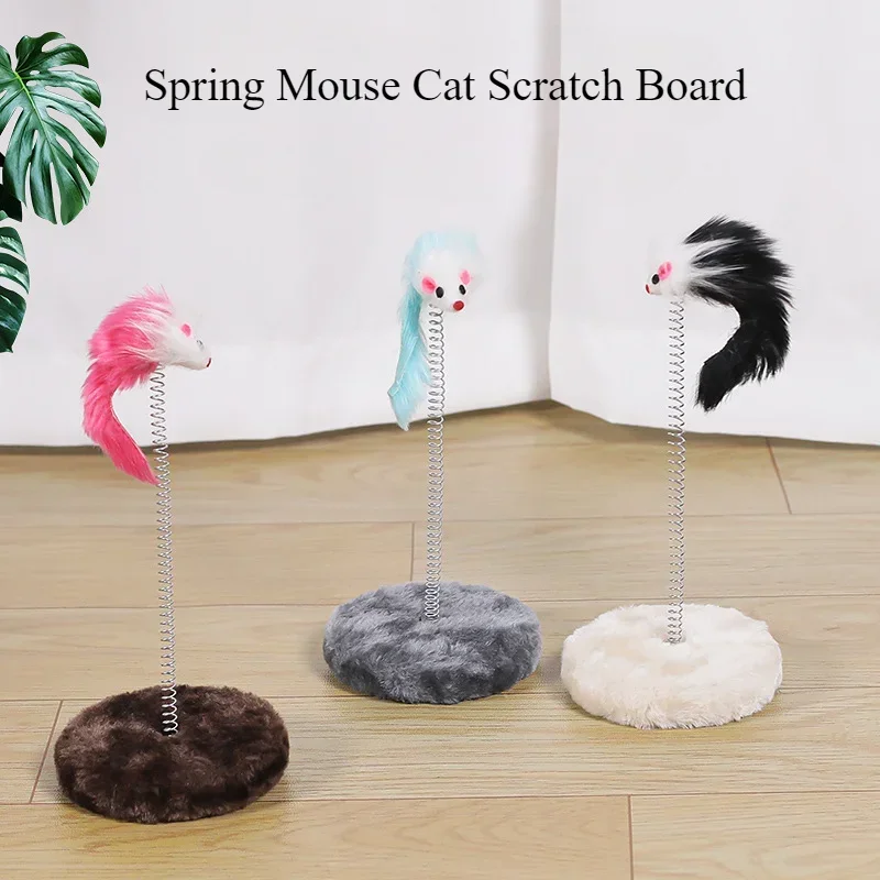 Cat Toy Plush Round Small Cat 20cm Spring Tumbler Mouse Playful Cat Interactive Fun Jumping Platform Toy