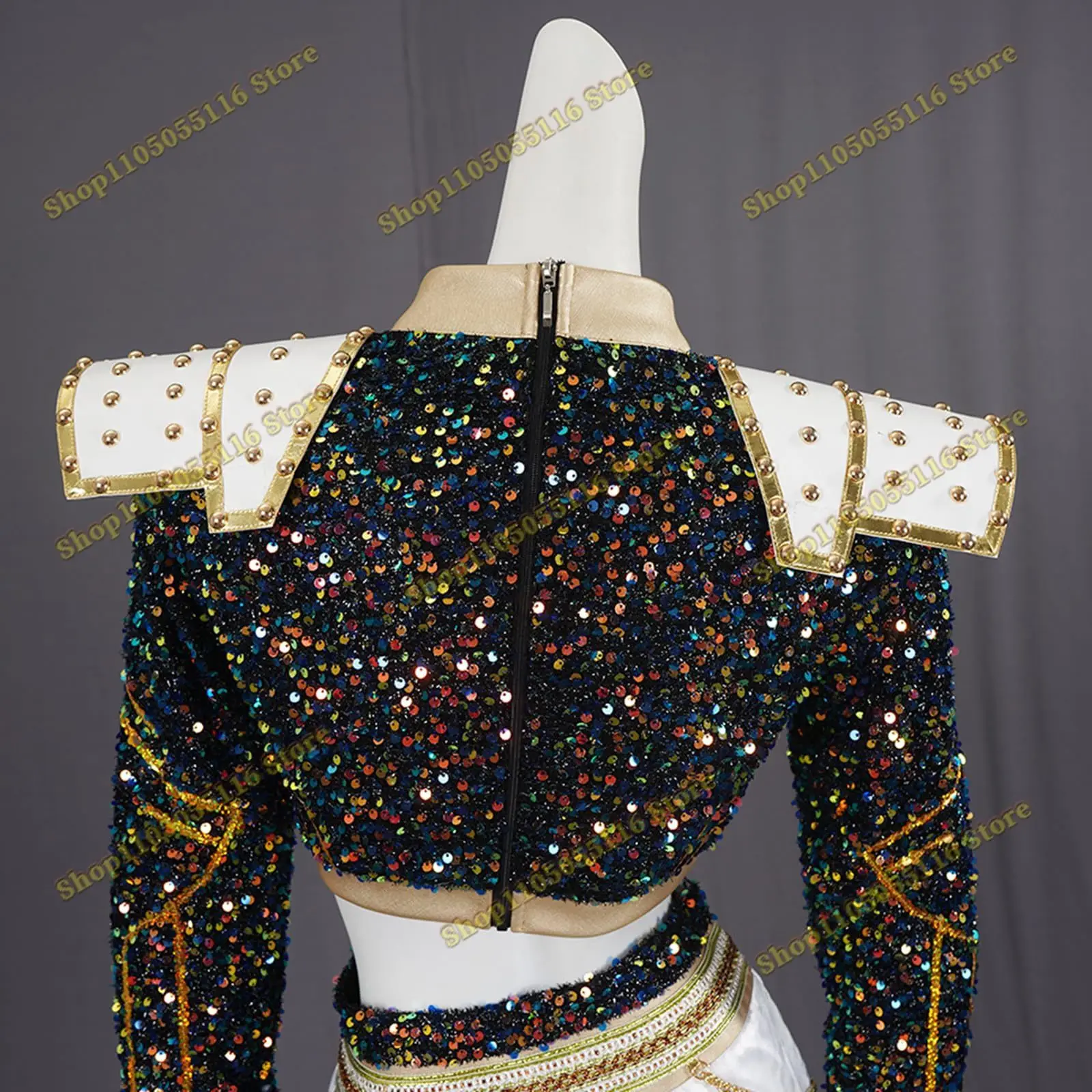 زي شيطان الصيادين التأثيري رومي/زوي/ميرا زي الهالوين الأسود أداء موحد شيطان الصيادين الذهبي