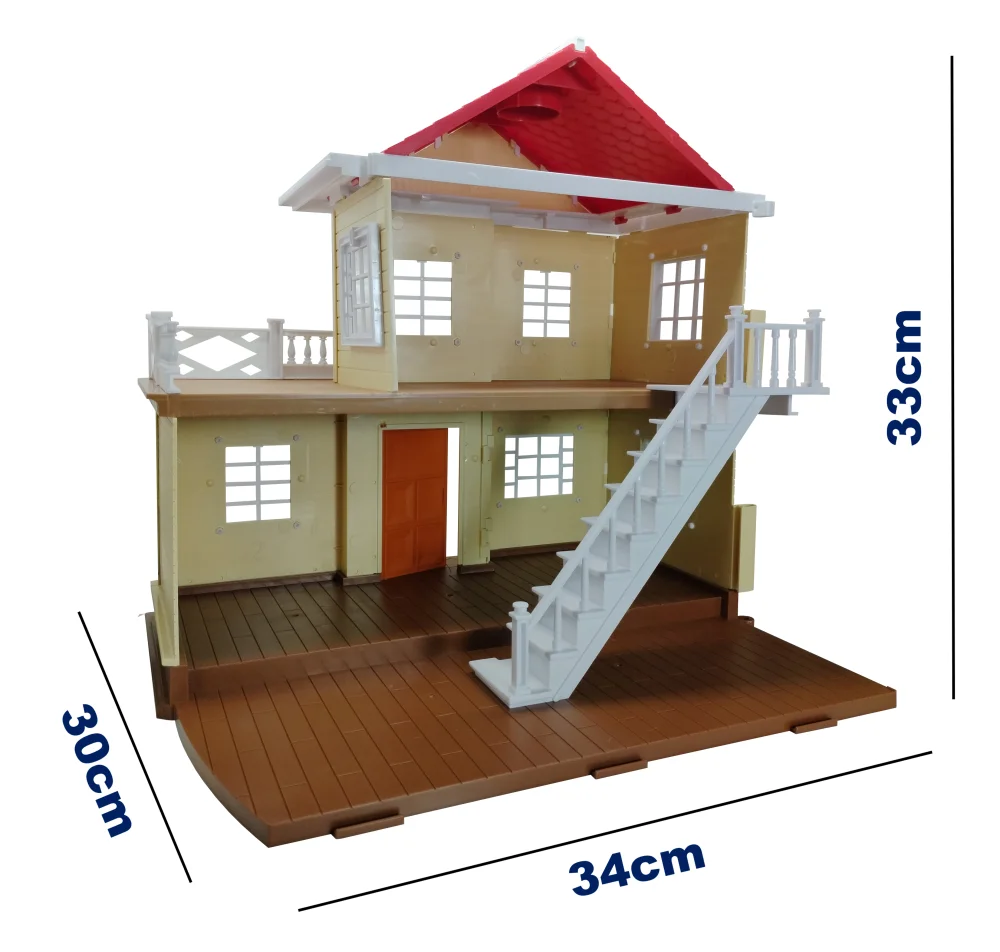 Spielzeug für Kinder Wald Familie zweistöckiges Puppenhaus mit Treppen küche Bad Miniatur zubehör Möbel Tier Hasen puppen