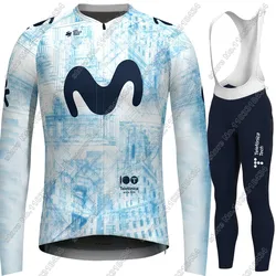 Pro Team M 2024 Cycling Jersey Long Sleeve Set Men Spain Clothing Suit MTB Road Bike MTB Pants Bib Ropa Ciclismo Maillot