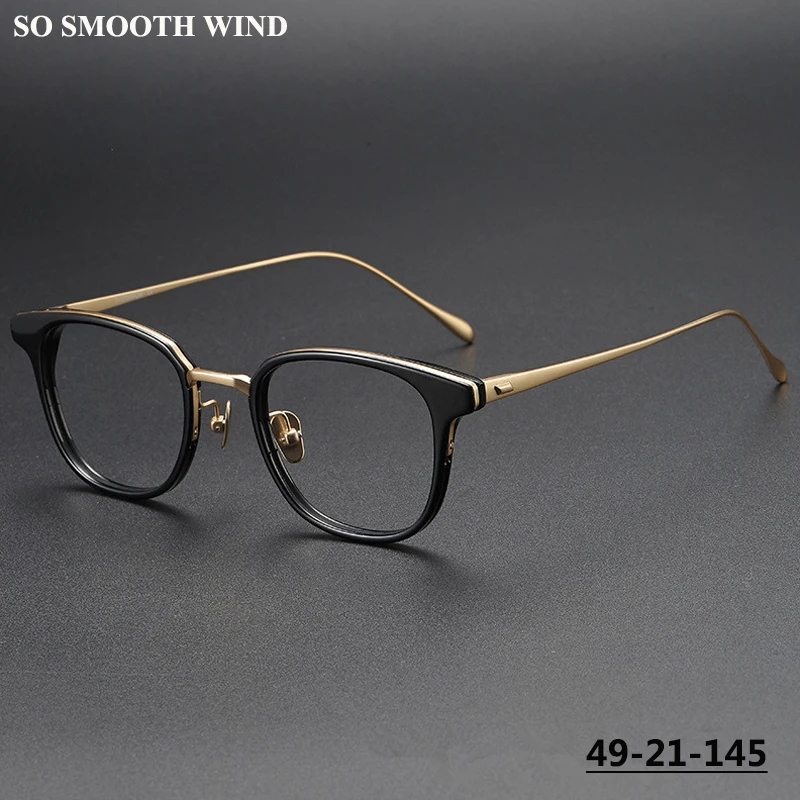 Fashion High-end Glasses Frame GMS823 Retro Acetate Transparent Pure Titanium Designer Eyeglasses Versatile Spectacles Eyewear