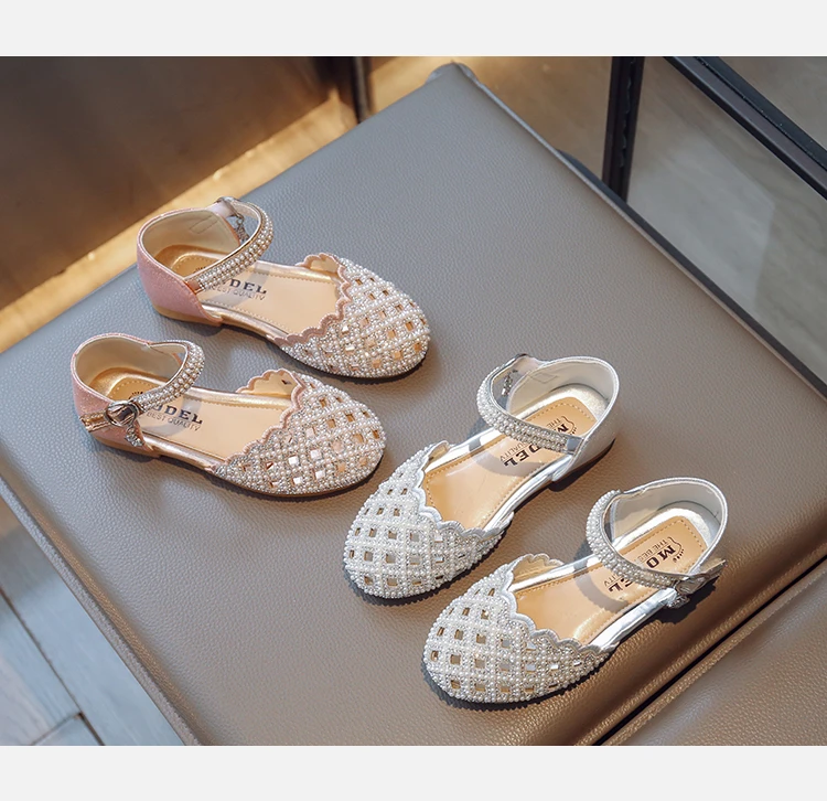 Mädchen Halb Sandalen Kinder Hohl Strass Schuhe für Party Hochzeit Sommer Frühling Kinder Bedeckte Zehen Prinzessin Schuhe Chic 2023 – Detail 7