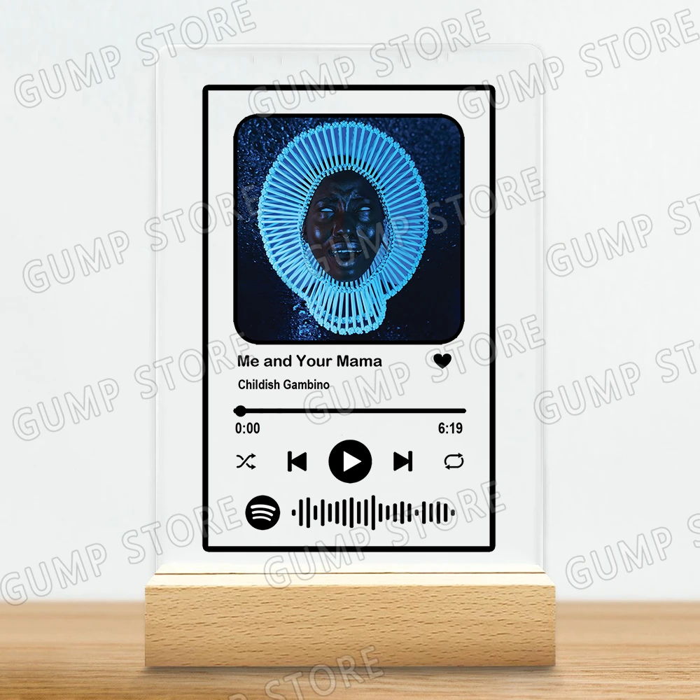 Hot Singer Acrylic Music Plaque Song Playlist Childish Gambino Heartbeat Me and Your Mama Gift Home Decor Office Desk Decoration