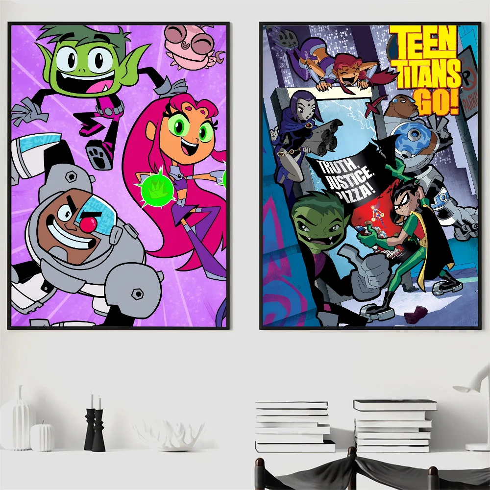 T-Teen Titans Go ملصق ورقي طباعة غرفة المعيشة المنزلي غرفة نوم مدخل بار مقهى الفن اللوحة الديكور #5