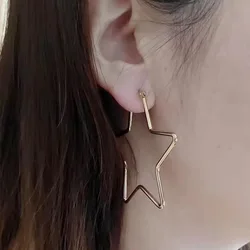 3/4/5/6cm Stainless Steel Star Big/Small Hoop Earrings For Women Girls Gold Plated Piercing Hanging Earings Cool Jewelry