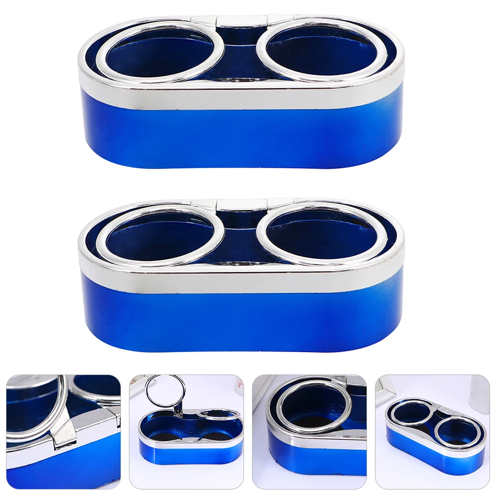 

2pcs Double Cup Universal Car Accessories Lightweight Portable Stable Use Long Life Easy Clean Plastic Drink Holder Vehicle Cup