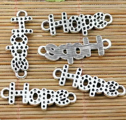 

10pcs 33.6*11.4mm hole 2.5mm Alloy matel tibetan silver word design connectors HWEF1457