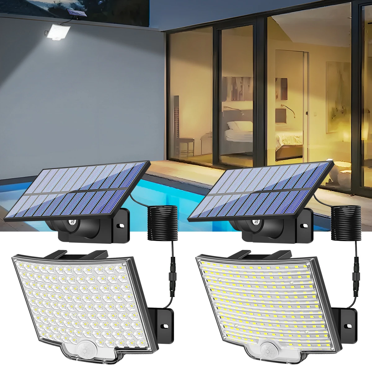 

Solar Lights Outdoor 106/122 LED Solar Powered Motion Sensor Flood Lights with Remote Dusk to Dawn Led Solar Security Wall Light