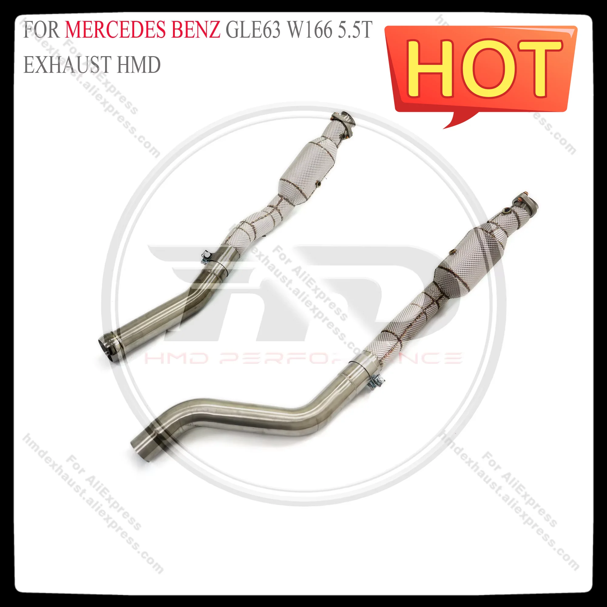 HMD Exhaust System High Flow Performance Downpipe for Mercedes Benz AMG GLE63 W166 C292 5.5T With Heat Shield