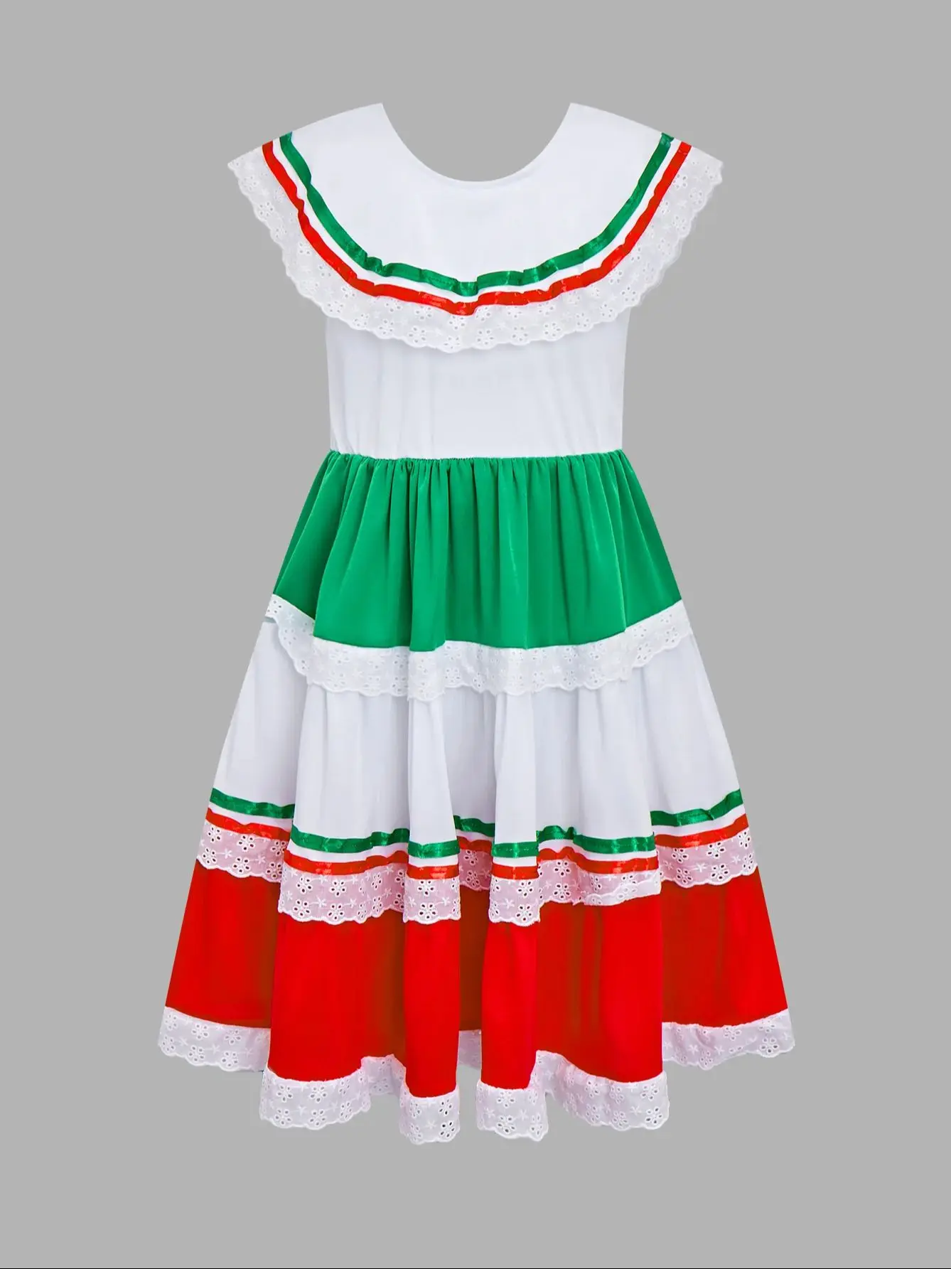 

Girl's Sweet Mexican Lace Dress Children's May Festival Exotic Ethnic Festival Carnival Costume